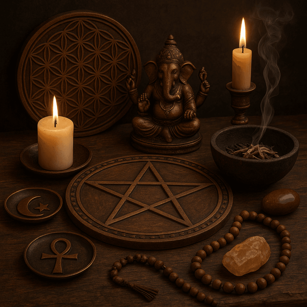 How do you choose and arrange sacred symbols for a meaningful home altar design?