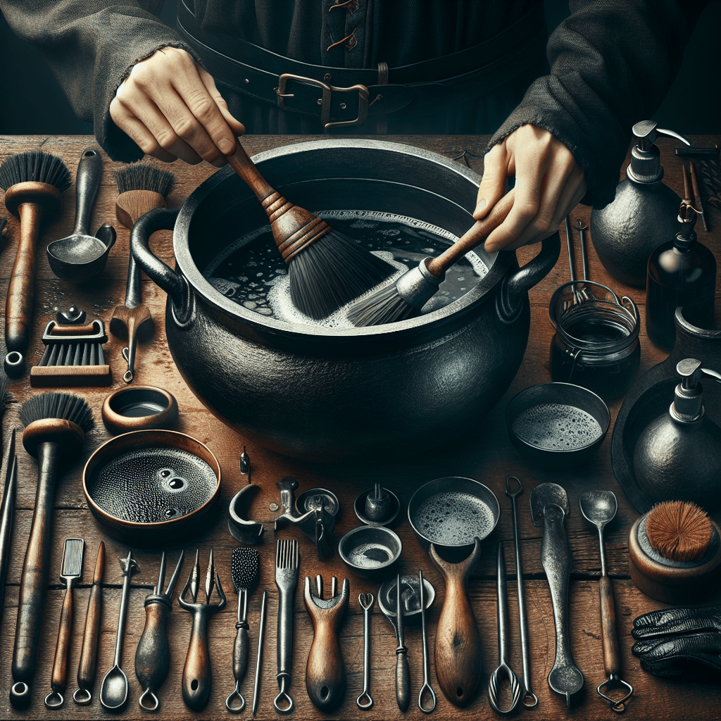 How do you clean and maintain a cast iron cauldron to prevent rust and extend its lifespan?