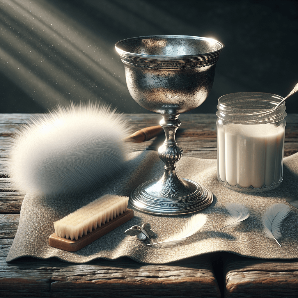 How do you properly clean and maintain a pewter chalice without damaging the metal finish