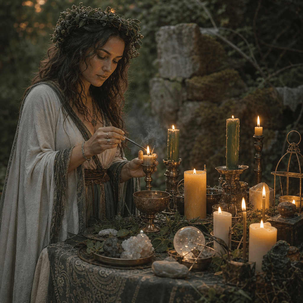 Pagan Candle Altar Setup for Candle Work