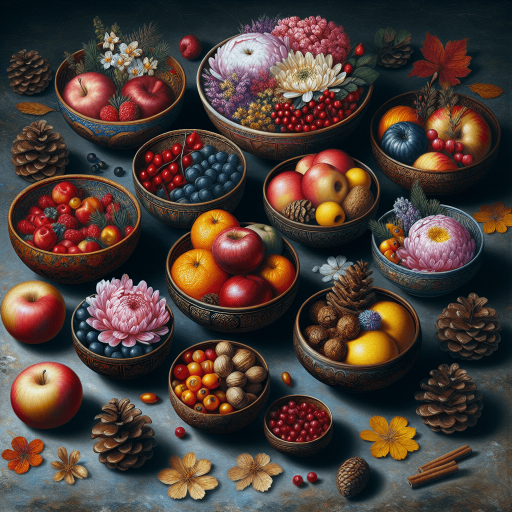 What are the best seasonal offerings to place in altar bowls throughout the year