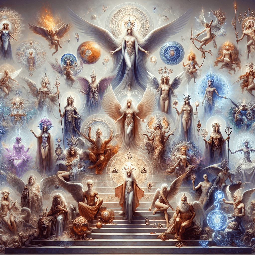 What are the different levels of gods and their specific roles in ancient pantheon hierarchies
