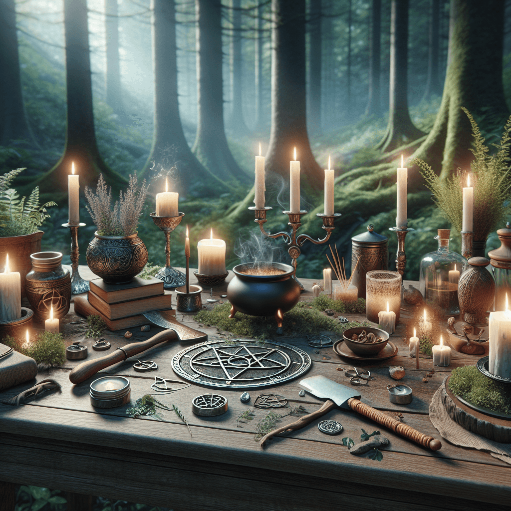 What are the essential items needed for a beginner Wiccan altar setup at home